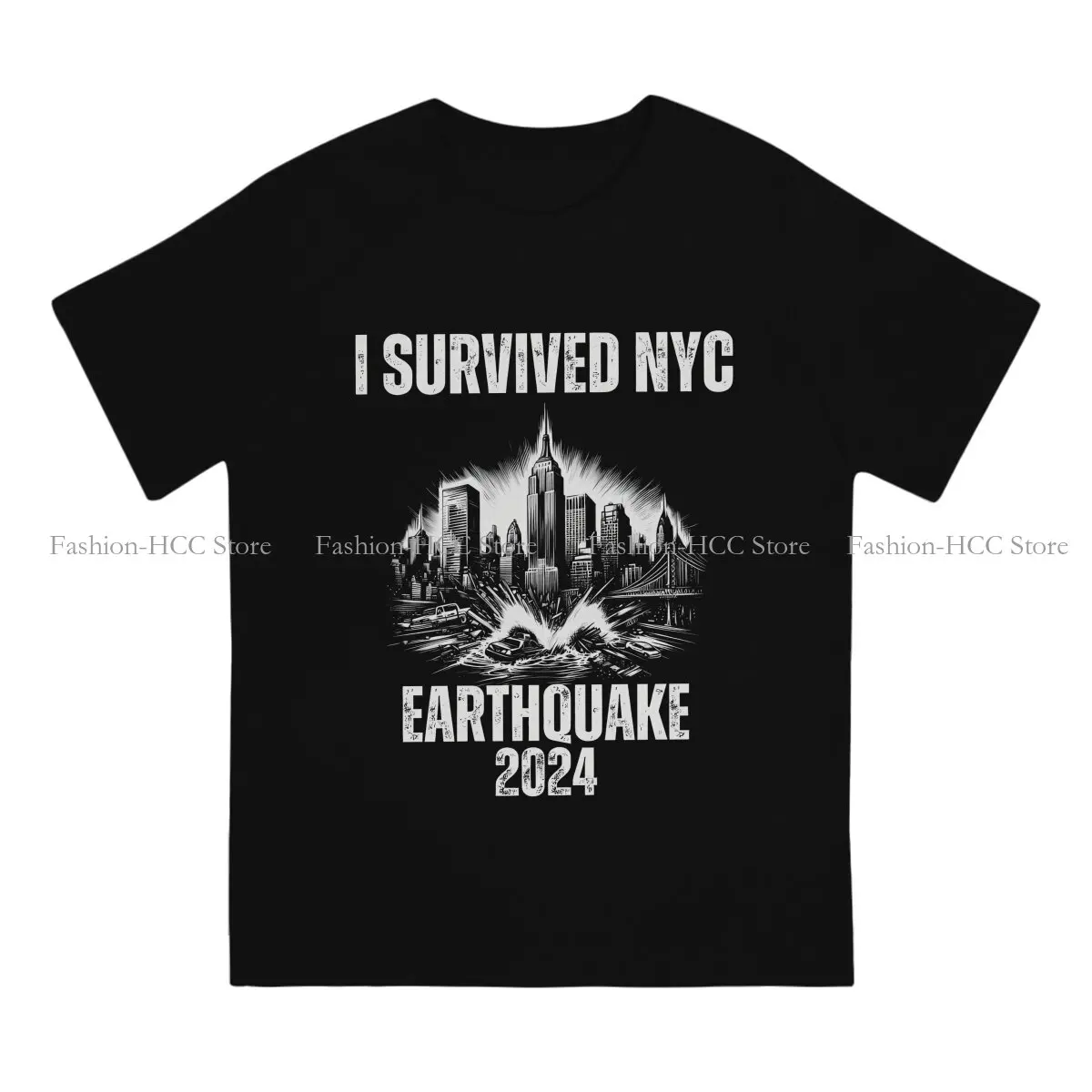 Cool O Neck TShirt I Survived The NYC Earthquake Basic Polyester T Shirt Men Tops Fashion