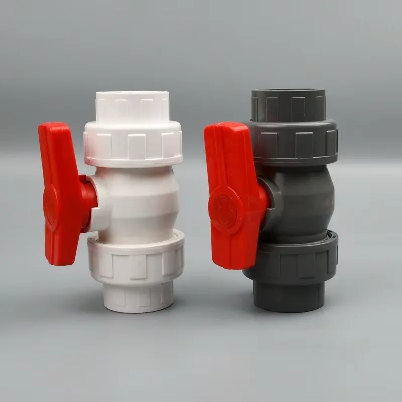 

20-63mm PVC Double Union Ball Valve Quick Connector Control Valve Garden Watering Irrigation System Water Pipe Joint Fittings