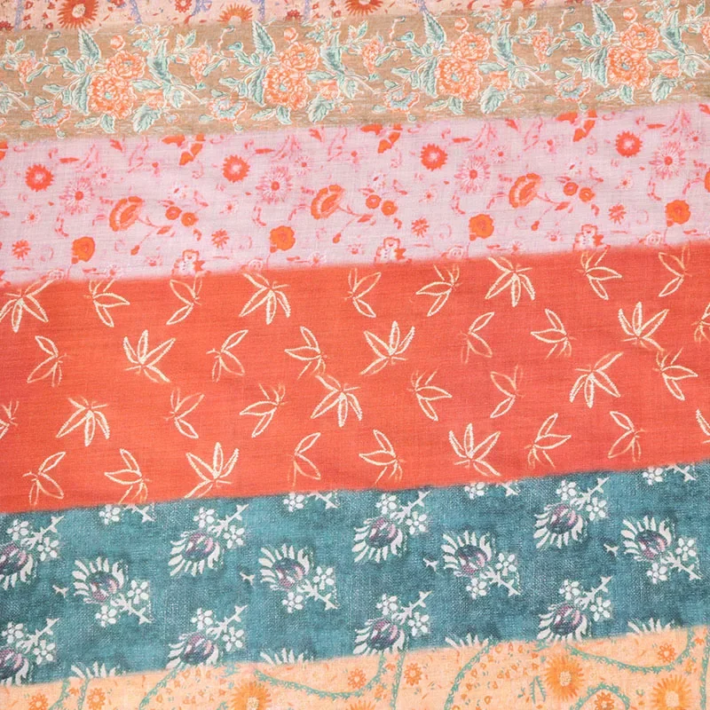 

Natural High-quality 100% Ramie Linen Printed Fabric Summer Lightweight Pure Long Chinese-style Dress for DIY Style Robe Sewing