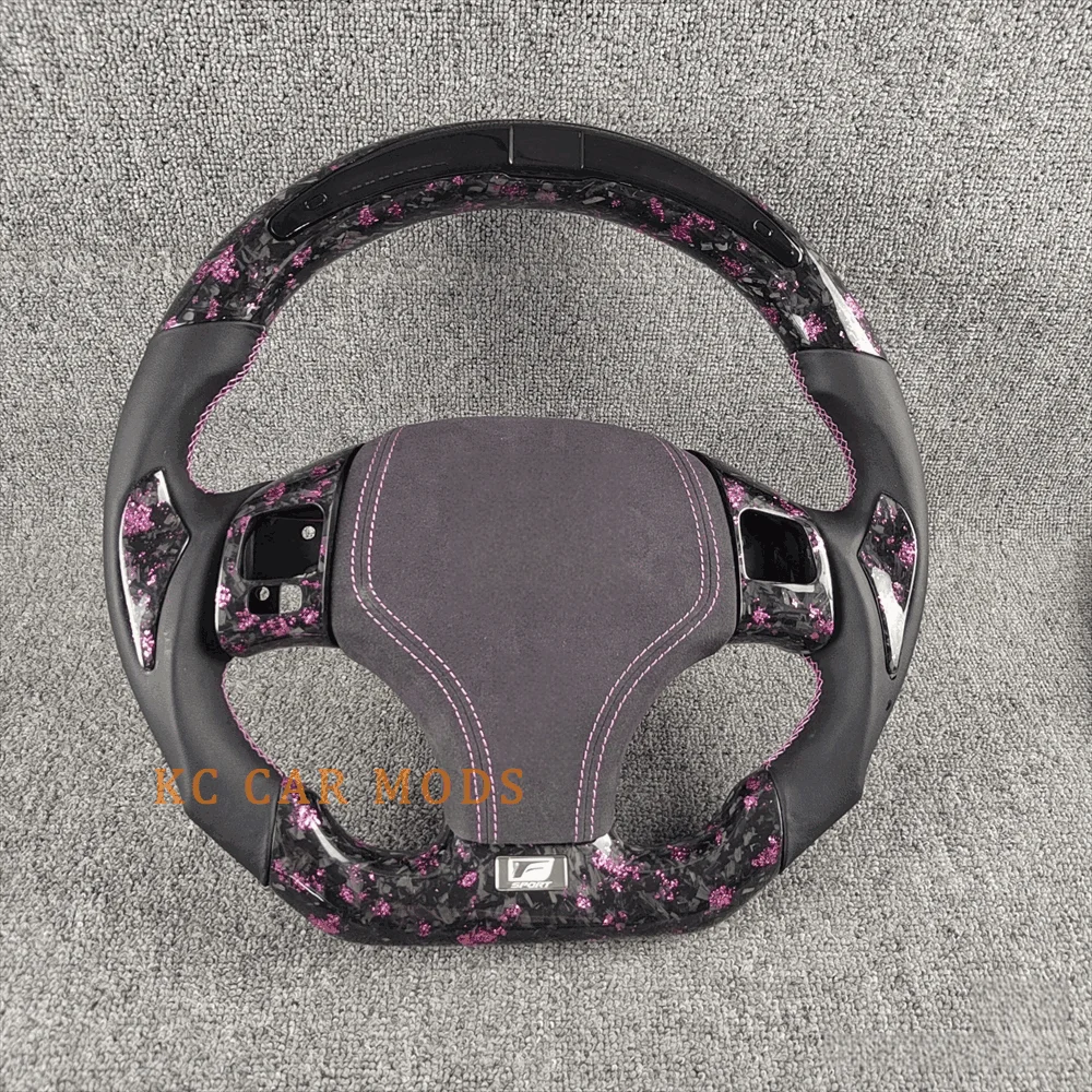 

Customized Black Forged Carbon Fiber Perforated Leather LED Steering Wheel for 2006 2007 2008 2009 2010 2011 Lexus IS