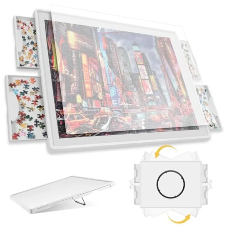 

Lightweight 1500 Pieces 2-in-1 Tilting Rotating Puzzle Board, 34.25x25.59 Portable Plastic Puzzle Table, for Mom