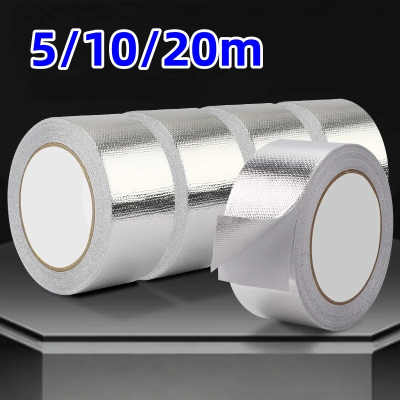 5/10/20m Exhaust Pipe Insulation Tape Exhaust Heat Tape Manifold Downpipe High Temperature Bandage Tape Silver Adhesive Tape