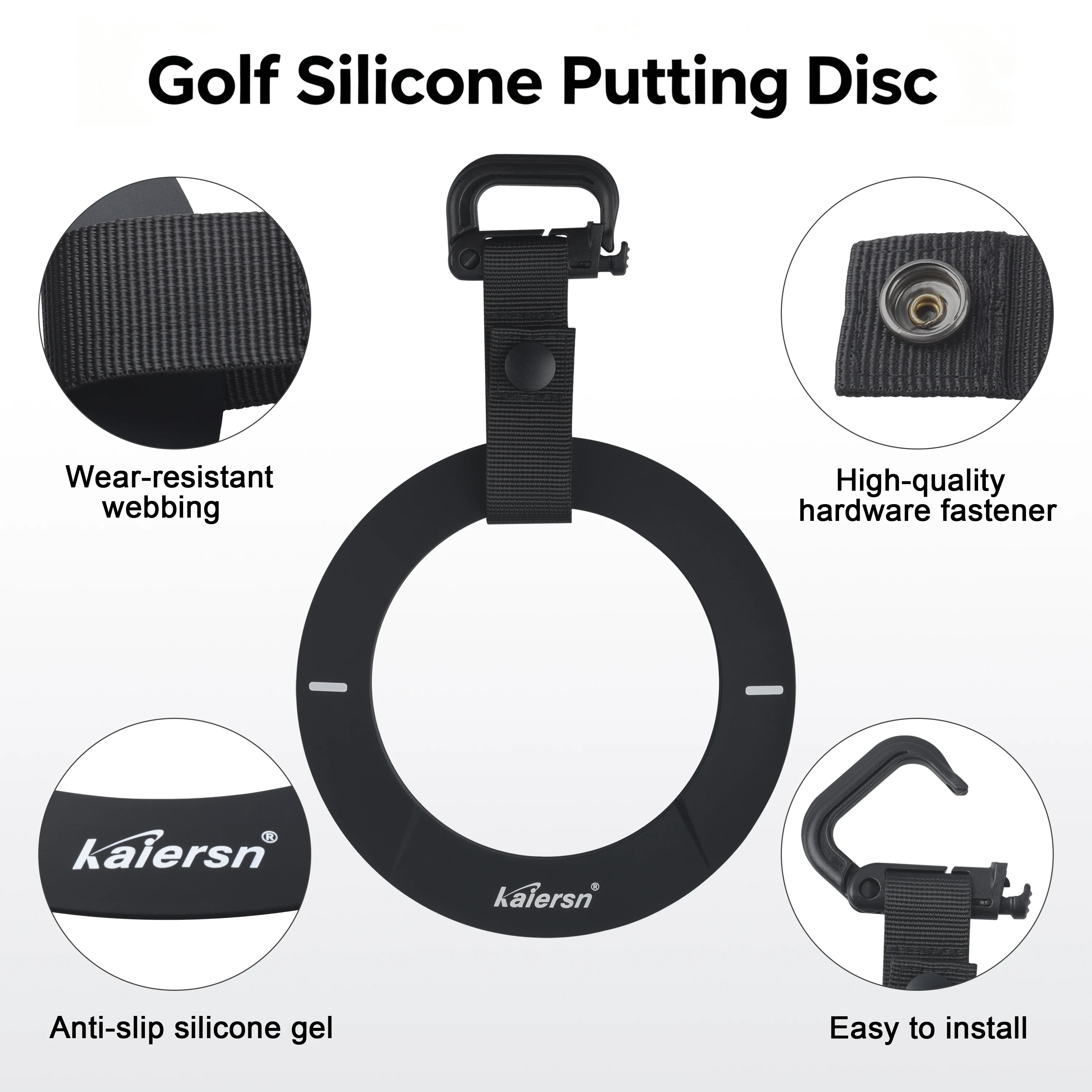 KaiersnSilicone Golf Putting Disc mit Haken, tragbarer, rutschfester Putting-Übungsring für Indoor- und Outdoor-Golf-Putting-Training. – Detail 3