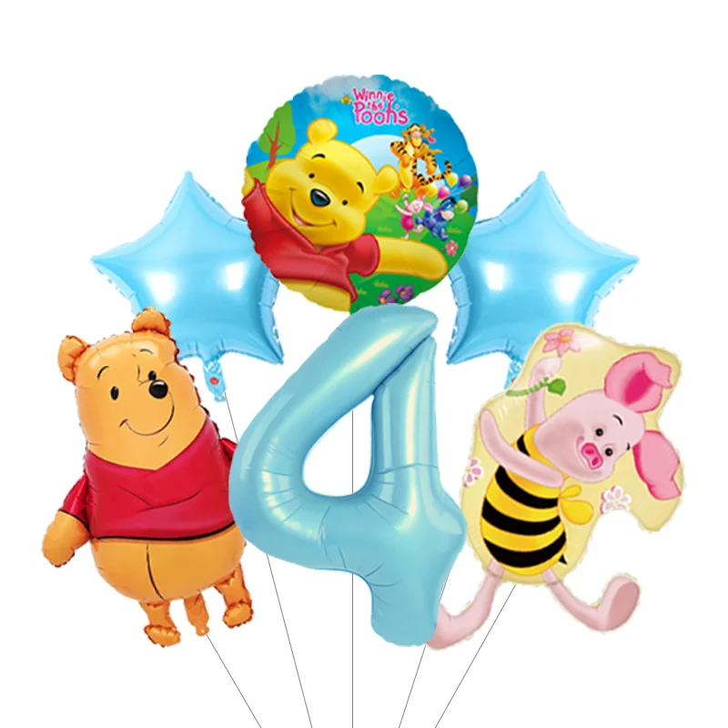 Cartoon Winnie The Pooh  Aluminum Foil Balloons Set Number Birthday for Kids Birthday Party Baby Shower Decorations Gifts - view 5