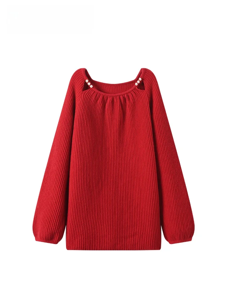 

Cara CLUB plus Size round Ne Long Sve Sweater Women's Autumn Winter New Sle Warm Slimming Lazy Sle Top for Plump Sister