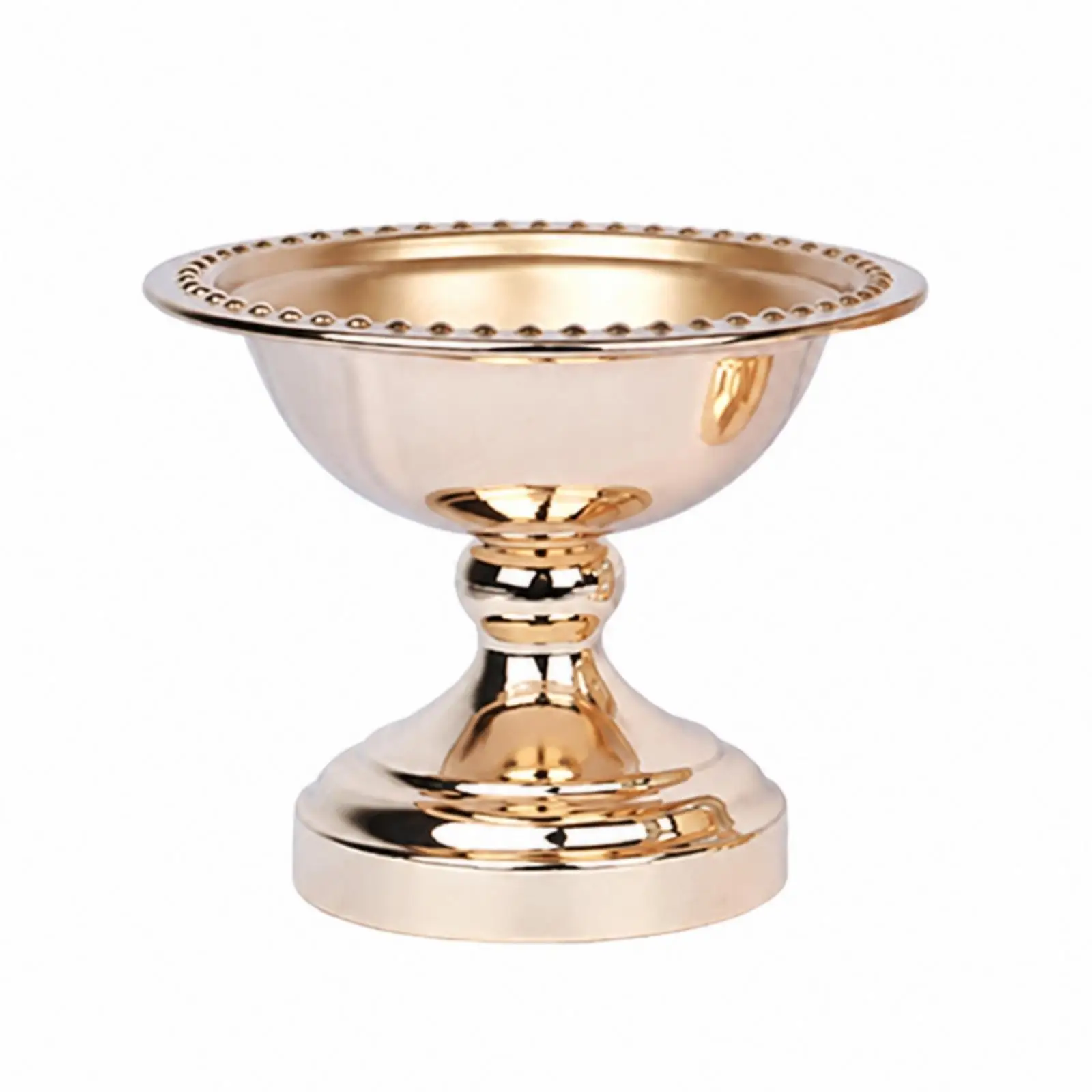Round Gold Industrial Bowl for Fruit Display Pedestal Base Iron Metal Centerpiece for Living Room Sideboard