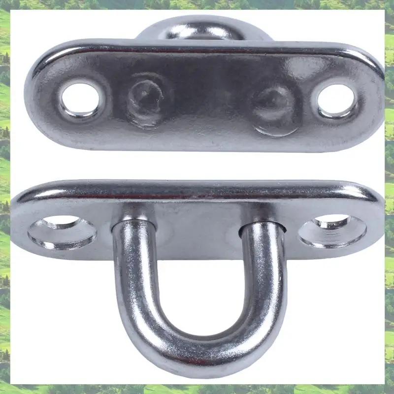 

A59Z-40Pcs 5Mm 304 Stainless Steel Oblong Pad Eye Plate Staple Ring Hook
