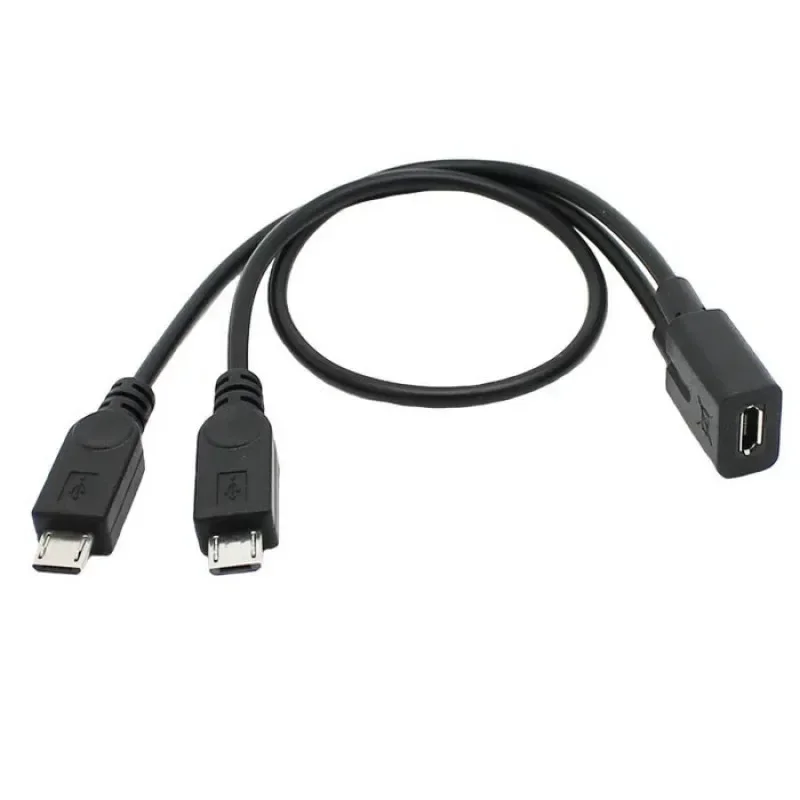 for Micro USB Female to 2 Male USB C Female Android Charging Data Cable One to Two Splitter Power Cord for Car Recorder