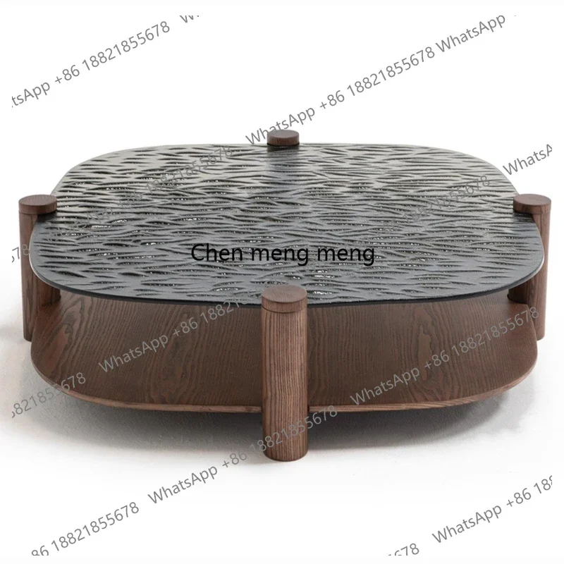 

Coffee table Italian minimalist glass coffee table living room home solid wood tea table small apartment