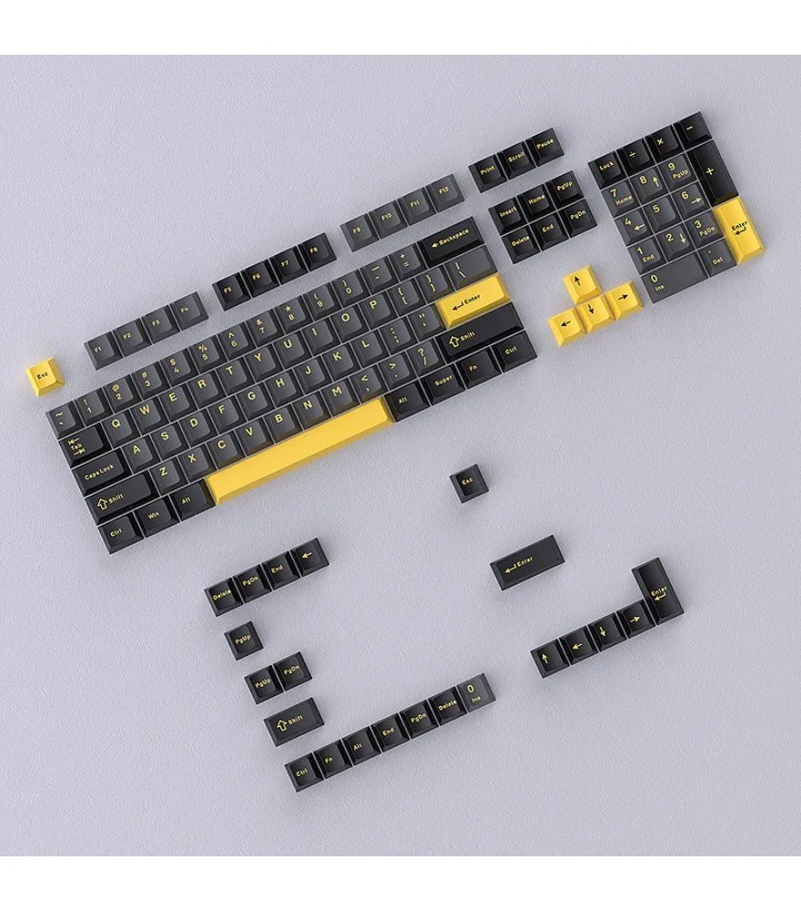 

Personalized keycaps spot gray-yellow mechanical keyboard keycaps Sanpin PBT small full set of customized DIY two-color trend