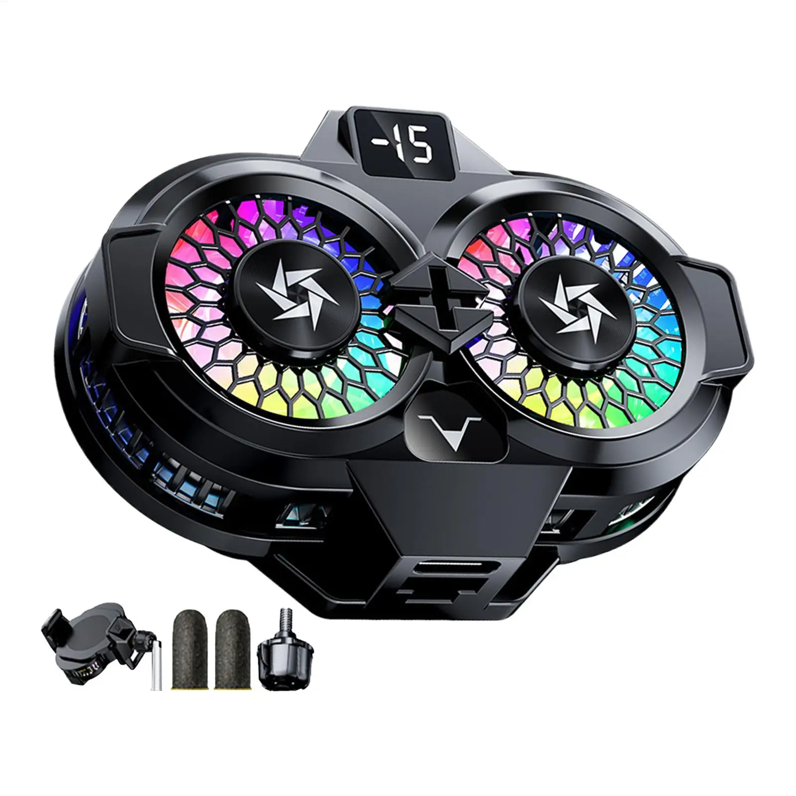 Cell Phone Cooler Cellphone Double Semiconductor Clip With Digital Display Phone Cooling For Mobile Game Live Streaming Outdoor