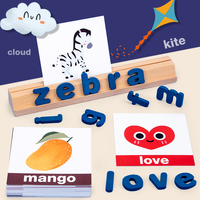 Children's Wooden Toy Letters Match English Spelling Words Family Baby Early Education Montessori Toy Alphabet Puzzle Table Game