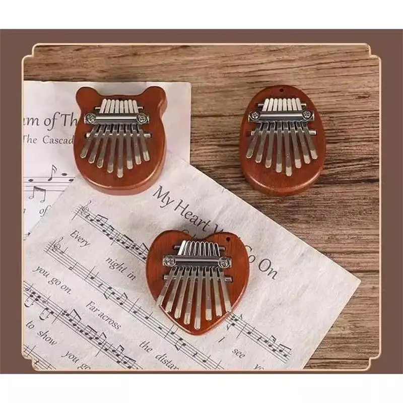 8 مفتاح خشب صغير كاليمبا جودة عالية رائعة إصبع الإبهام البيانو ماريمبا الموسيقية اكسسوارات جيدة قلادة هدية