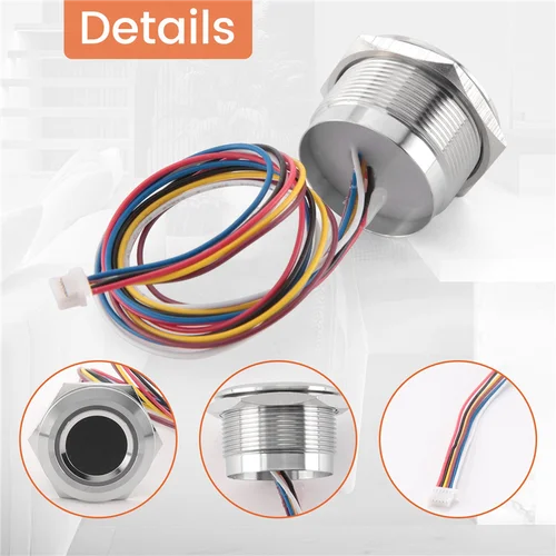 Imagen 2 del producto AB25-R503 Circular redondo RGB anillo indicador LED Control DC3.3V MX1.0-6Pin módulo capacitivo de huellas dactilares Sensor escáner