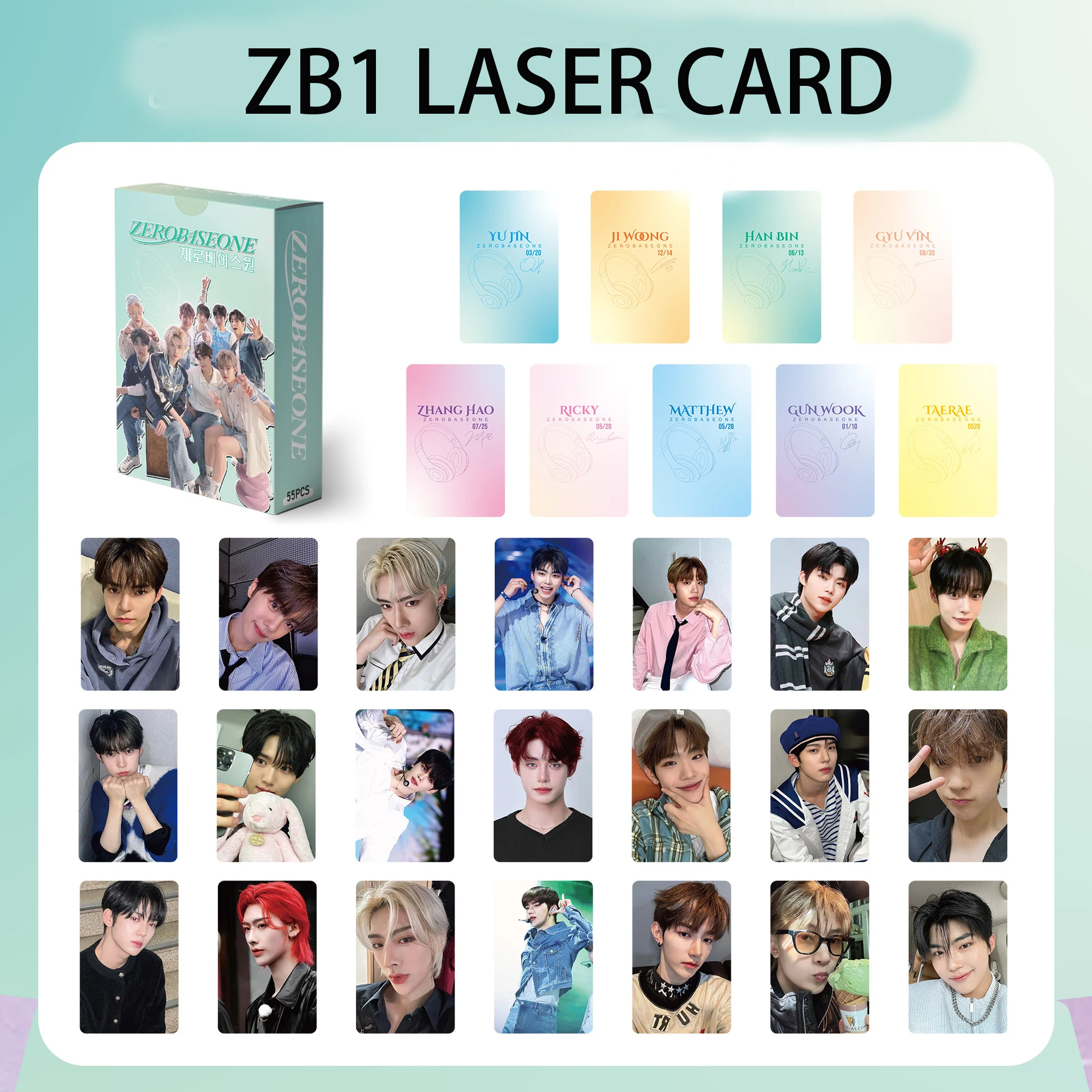 

Альбом KPOP ZB1, лазерная Фотокарта ZhangHao HanBin JiWoong GunWook LOMO Card GyuVin TaeRae Ricky тью YuJin