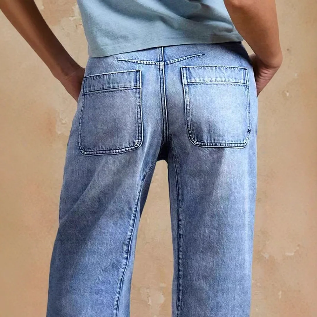 جينز نسائي بنمط جديد لخريف وشتاء أوروبي وأمريكي لعام 2025 بنطال نسائي فضفاض كاجوال وعصري #5