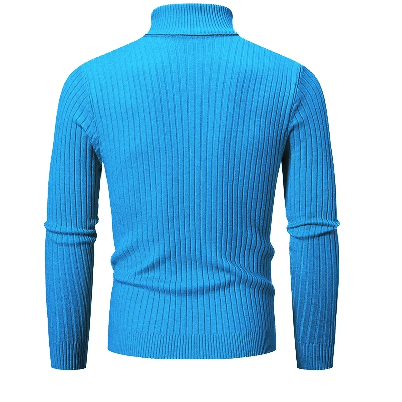 Men\'s Autumn and Winter High Neck Bottom Sweater Slim Fit Long Sleeve  Warm  Trend Pullover  Knit Sweater