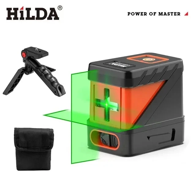 Hilda 2 Lijnen Laser Niveau Zelfnivellerende Groene Stralen Laser Horizontaal Verticaal Kruislijn Mini Laserniveau