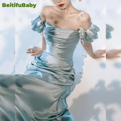 BeitifuBaby New Prom Dresses for Women Wedding Party Strapless Sleeveless Slimming Evening Dress Vestidos Elegantes Para Mujer