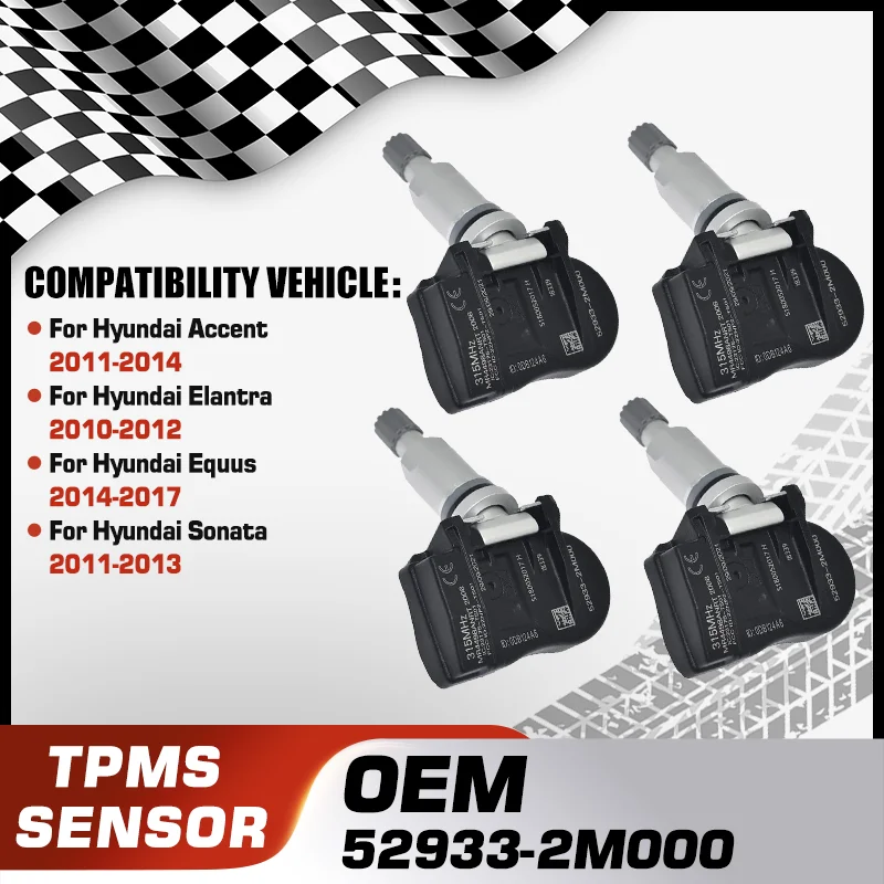 

52933-2M000 Car TPMS Tire Pressure Monitor Sensor System For Hyundai Accent Hyundai Elantra Hyundai Equus Hyundai Sonata 315 MHz