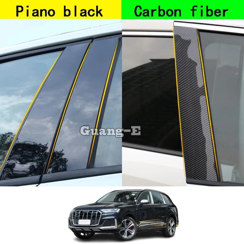 Car PC Material Pillar Post Cover Door Trim Window Molding Stickers Plate Accessories Decoration For Audi Q7 2016 2017-2023