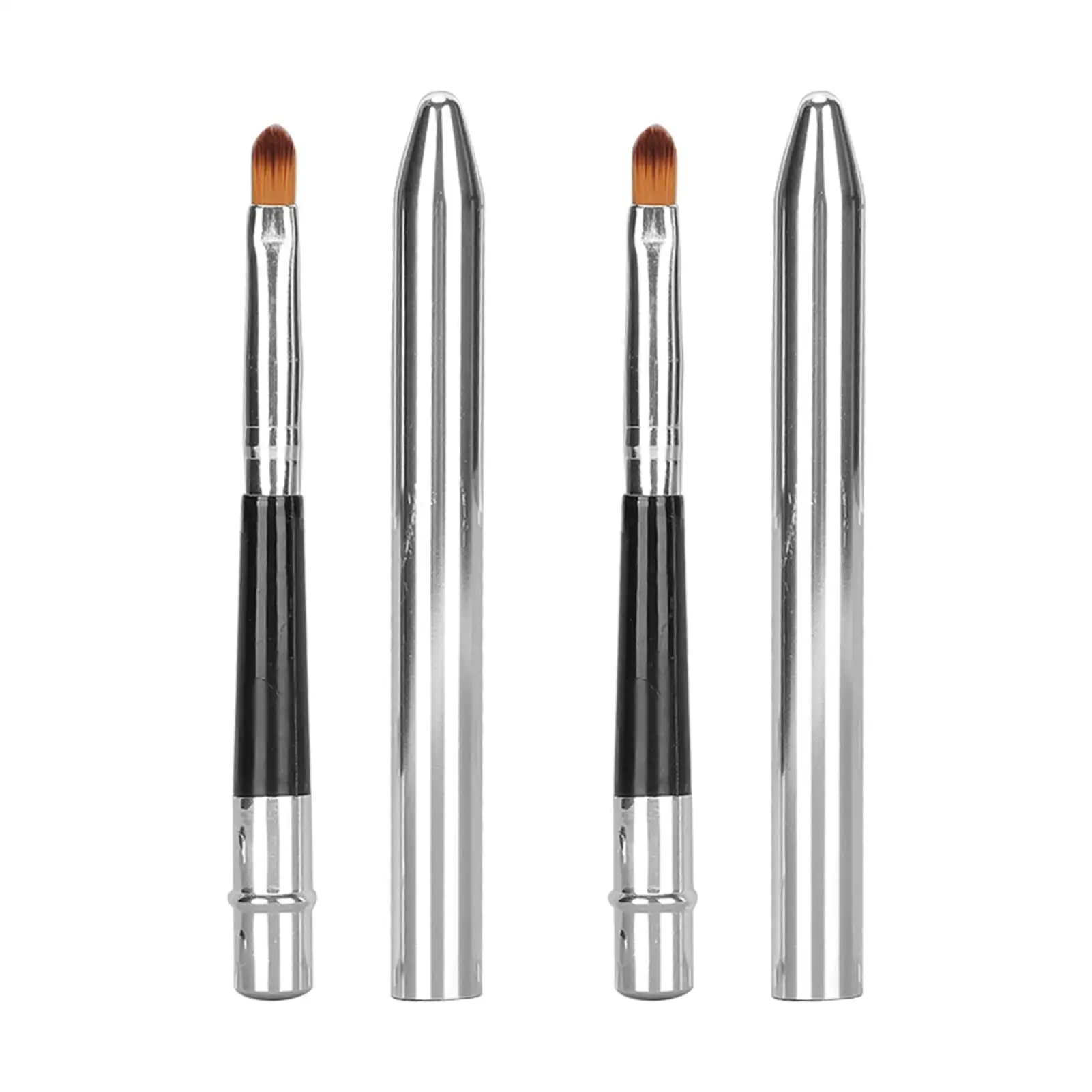 2pcs Retractable Lip Gloss Brush: Ergonomic Design, Easy Cleaning, Single Head, Aluminium Tube