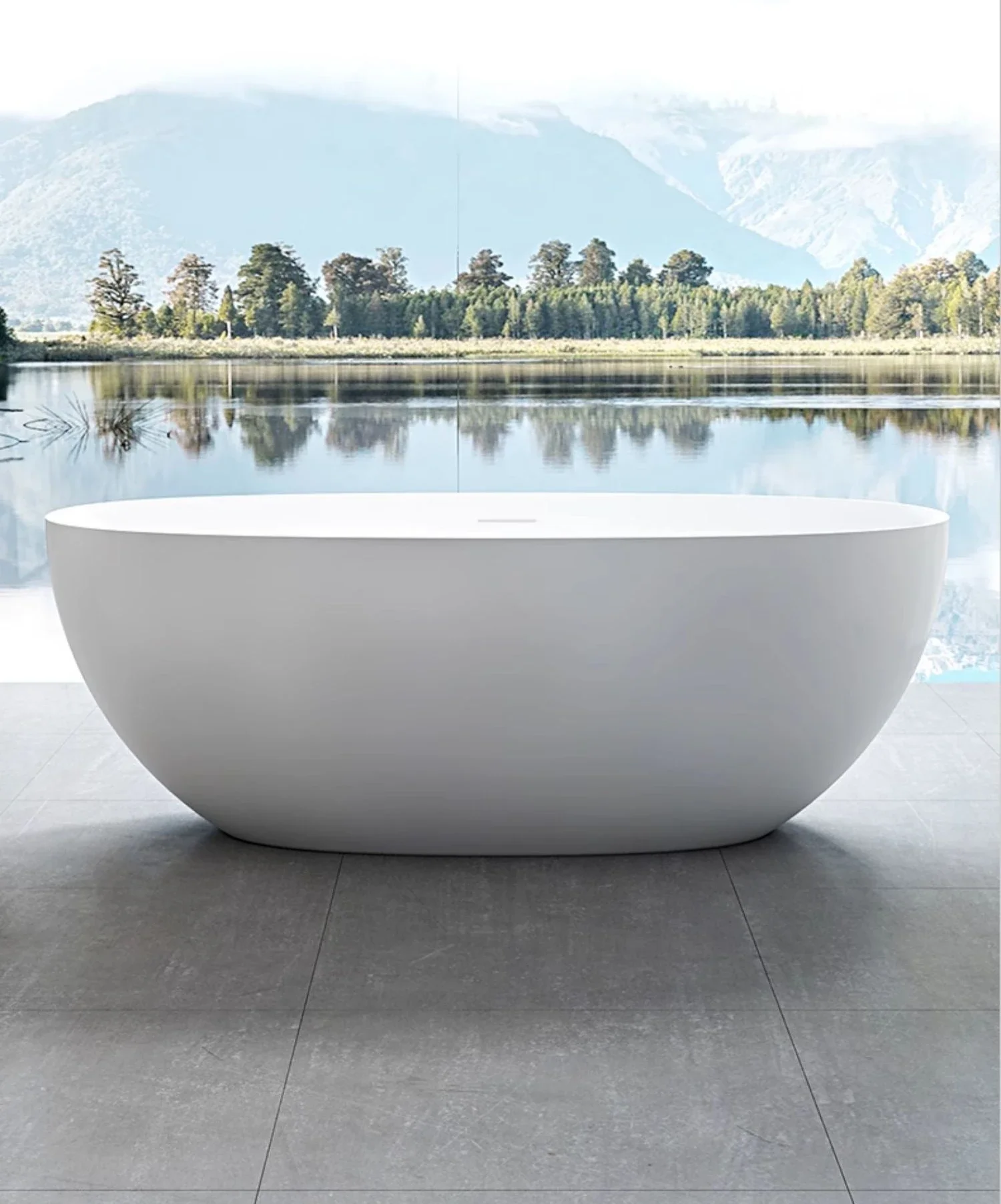 

Freestanding artificial stone bathtub for home small apartment hotel B&B double couple oval bathtub