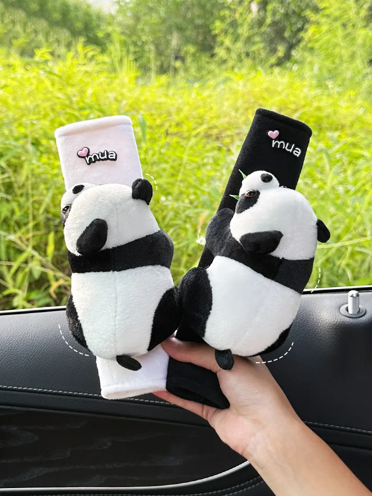Car Seat Belt Shoulder Cover Cute Panda Children Neck Plush Protective Cover Interior Decoration Supplies