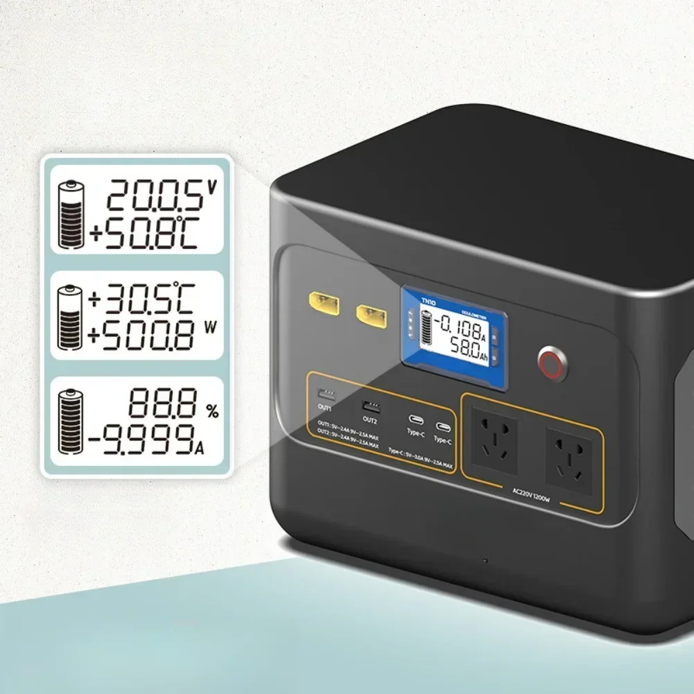 Misuratore carburante batteria TN10 e contatore Coulomb Display multiparametrico temperatura corrente tensione per batteria al litio 8‐80 V