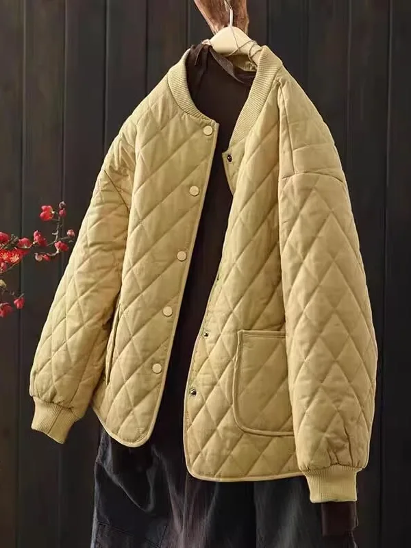 

Ladies Thickened Cotton Padded Jacket Loose Fit Short Outerwear Autumn Winter Large Size Baseball Style Embroidered Coat