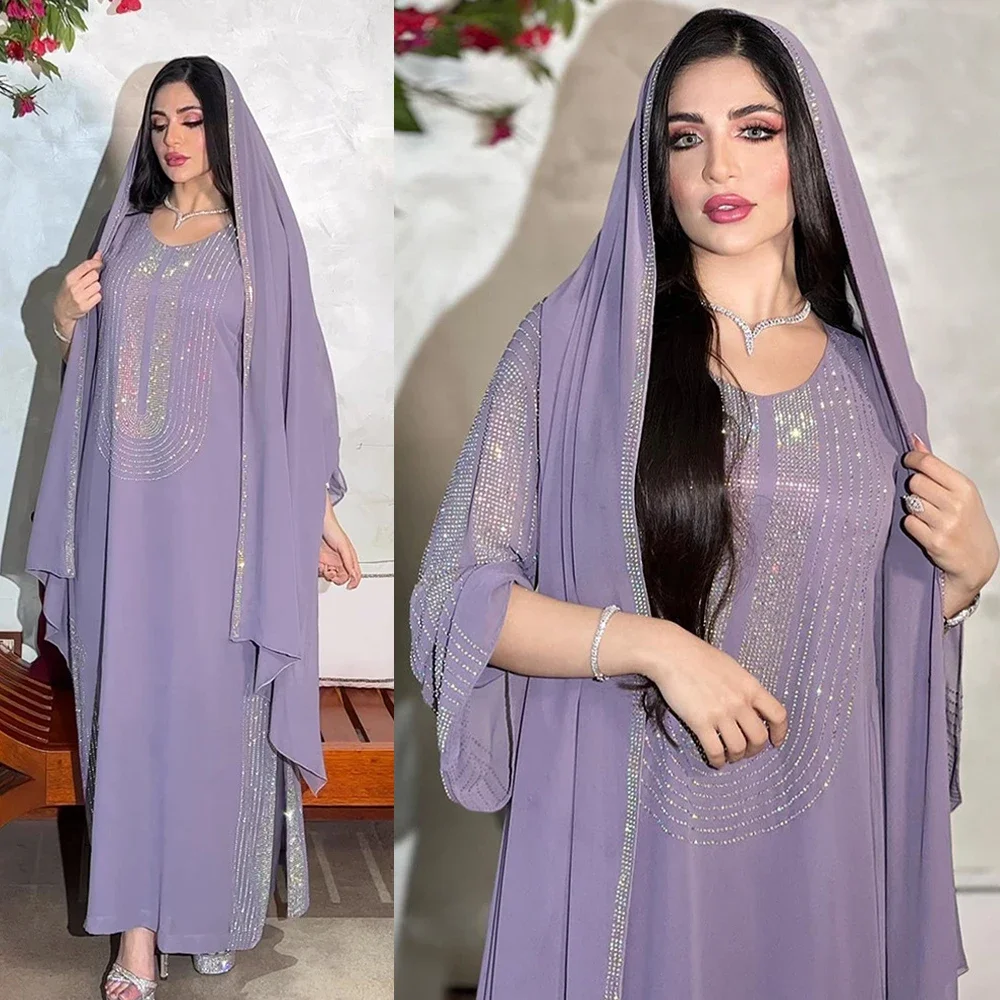 Caftan Eid Elegant Muslim Women Hijab Dress Ramadan Party Dubai Abaya Turkey Islam Long Evening Gown Musulmane Elegant Vestidos