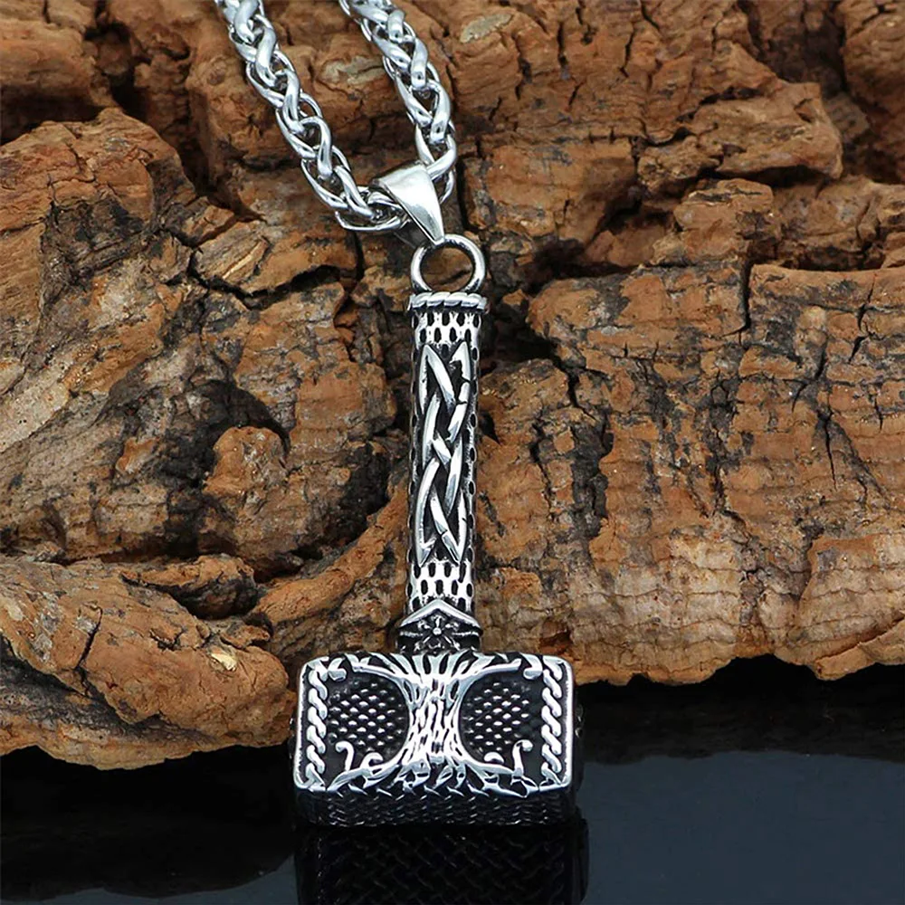 Vintage Nordic Valknut Pendant For Men Stainless Steel Viking Thor Hammer Pendant Celtic Knot Amulet Jewelry Gifts Dropshipping image 2