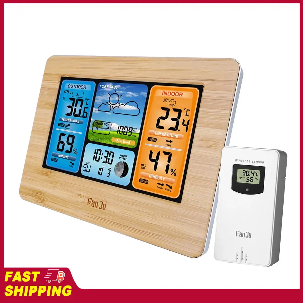 

Многофункциональная цифровая метеостанция для дома и улицы: барометр, термометр, гигрометр, прогноз погоды, ЖК-дисплей, будильник