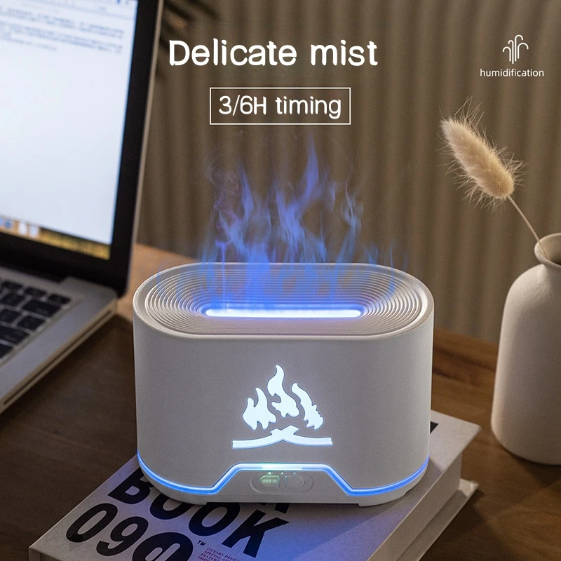 Remote Control USB Aromatherapy Diffuser,Simulated Flame Lamp,Air Humidifier for Home Bedroom Aroma Essential Oil Diffuser 300ml