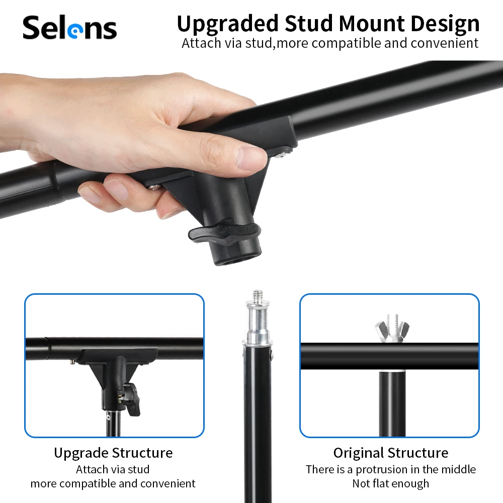 Selens T-Shape Portable Background Stand Adjustable Photography Background Bracket Photo Studio Kit Shot Photography Accessories