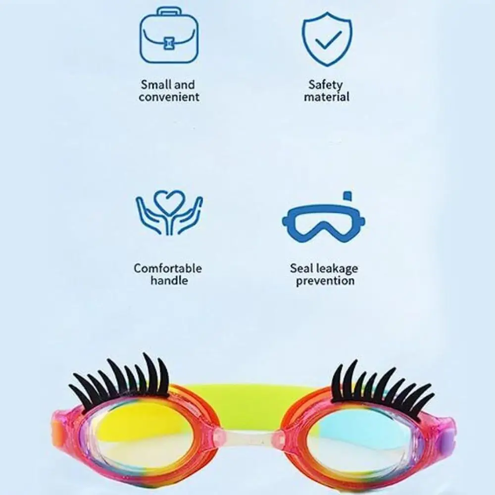 Cute Silicone Children Eyelash Swimming Goggles PC Anti-fog Swimming Goggles HD Waterproof Eyelash Goggles