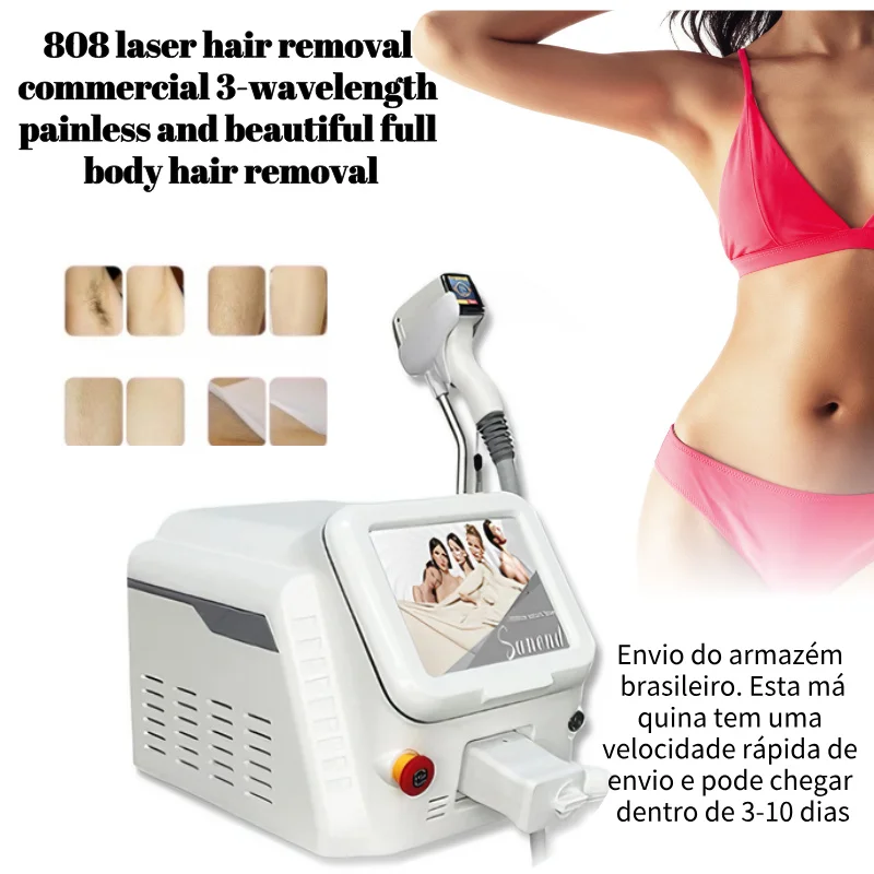 808 diode laser desconectado, 3 comprimentos de onda 755nm 808nm 1064 diode removal de cabelo de ponto congelador sem dor