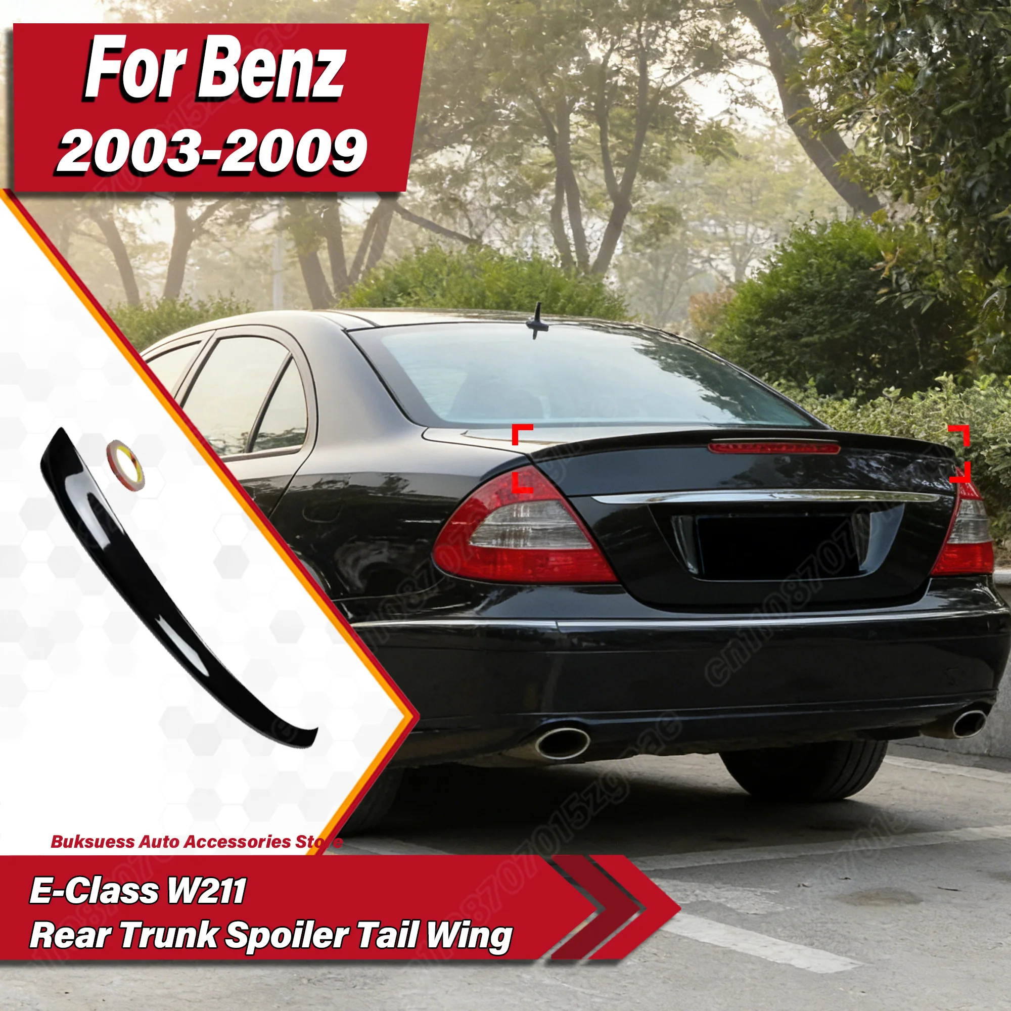 

For Mercedes-Benz E-Class W211 2003 2004 2005 2006 2007 2008 2009 Autombile Rear Trunk Spoiler Tail Wing Body Modifiction Kit