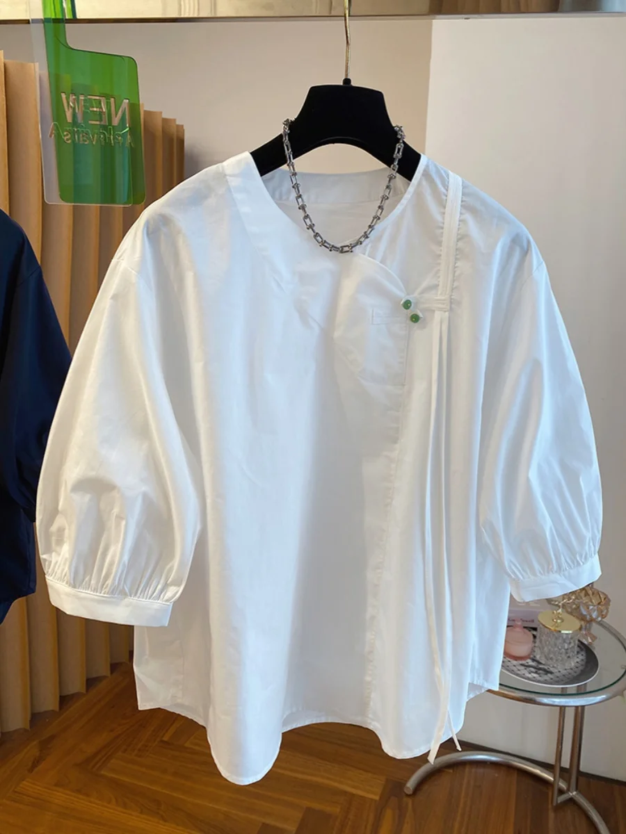 

Свободный ort Sve Женский холодный китайский дизайн на пуговицах Летний модный универсальный топ Agel для поездок на работу