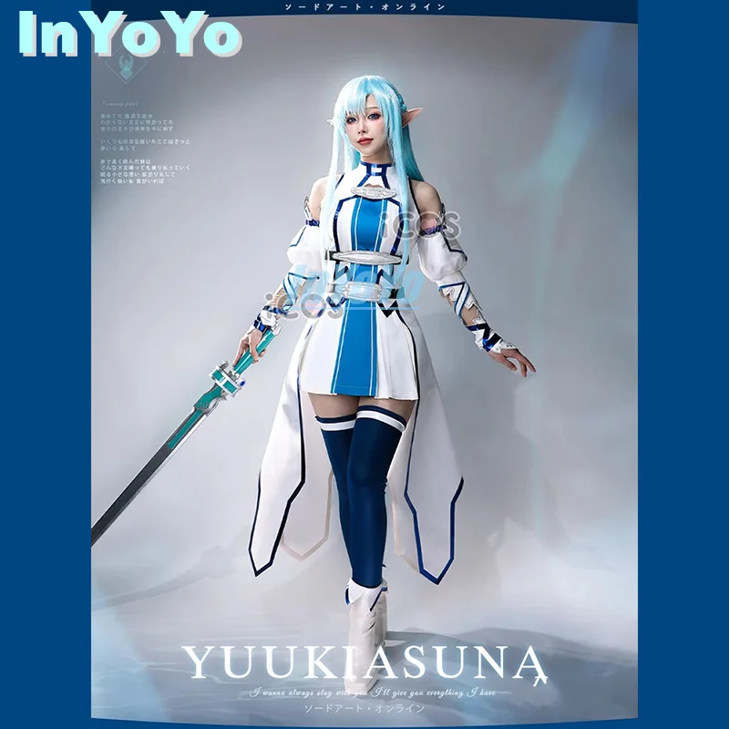 InYoYo-Sword Art de Anime, Saint Yuuki Asuna, alicización en línea, espíritu del agua, hermoso vestido, uniforme, disfraz de Halloween