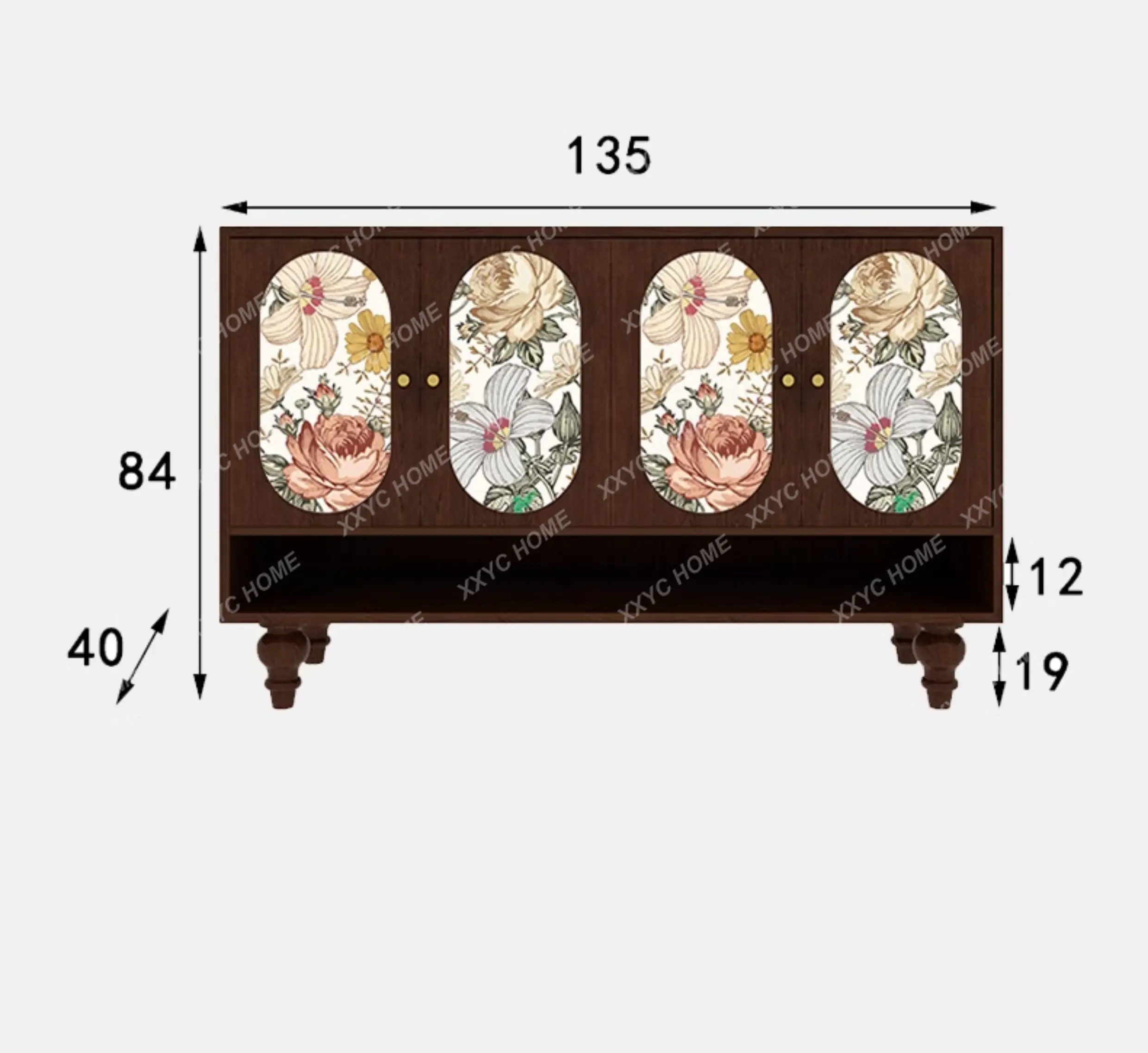 

A French medieval solid wood storage cabinet integrated against the wall retro storage cabinet