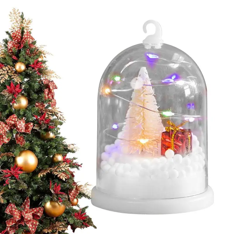 Snow Scene Mini Christmas Tree Gifts Christmas Decoration Christmas Tree In Glass Dome Colorful Artificial Tree Christmas