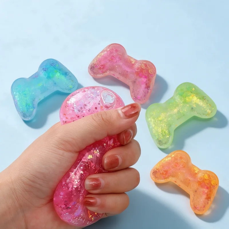 Kawaii Sequins Glitter Game Machine Maltose Squishy Squeeze Toy Soft Slow Rebound Stress Relief Fidget Toy For ADHD Autism Gift