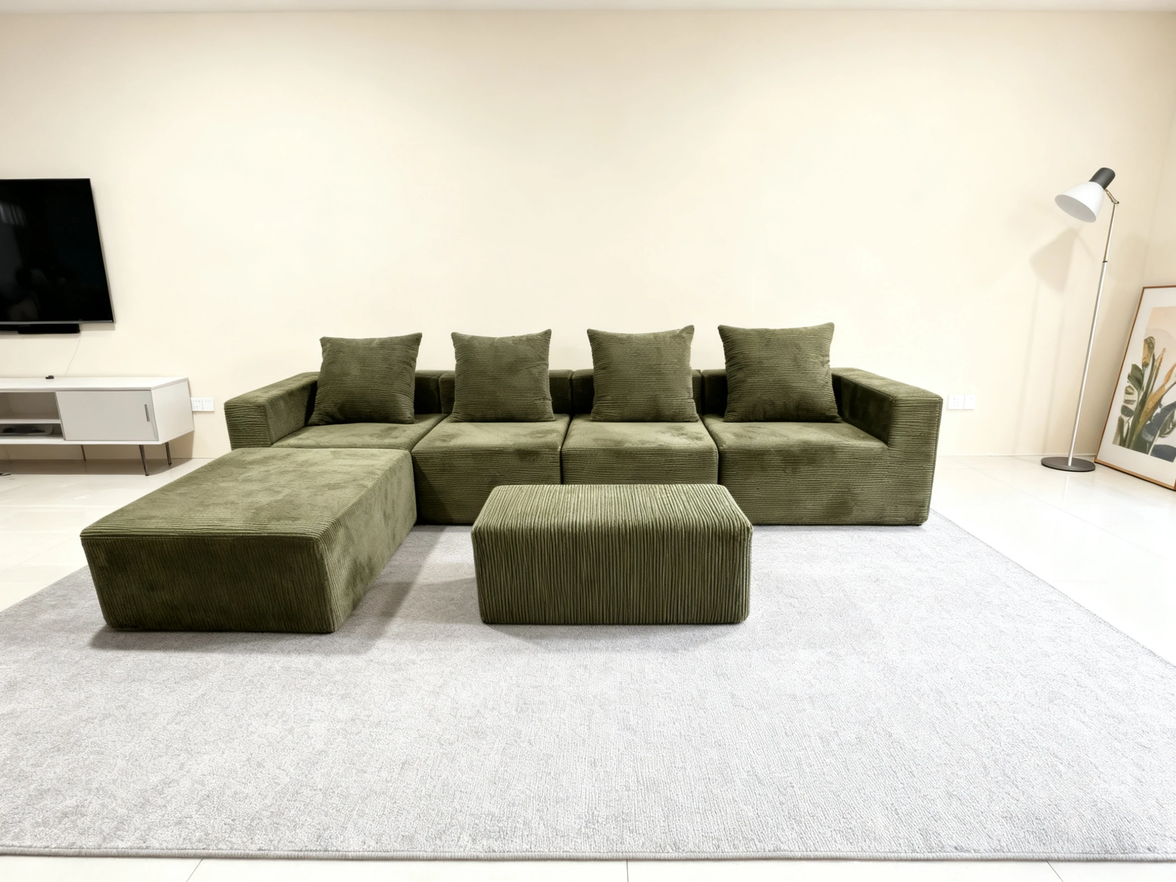 طقم أريكة وحدات بتصميم عصري، أريكة تجميع التعبئة والتغليف المفرغة لمجموعة أريكة ضغط غرفة المعيشة في الشقة