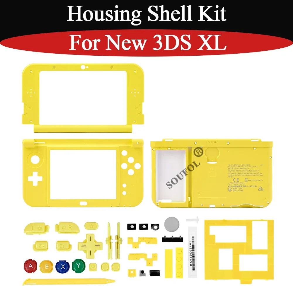 5 Farben DIY Gehäuse-Kit für New 3DS XL Ober- und Unterteil, Mittelrahmen und Batteriefach mit Tasten und Ersatzteilen für New 3DS XL LL Zubehör