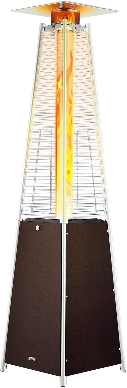 Patio Heater for Outdoor Use, 48000BTU Pyramid Propane Heater w/Wheels, Quartz Glass Tube Outdoor Patio Flame Heater for Patio,