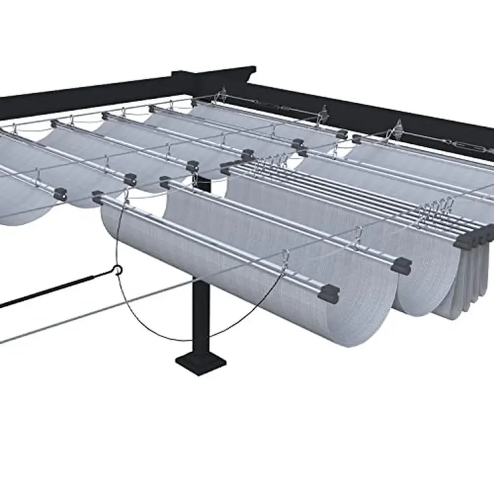 

Retractable Wave Sun Shade Canopy Pergola Cover Yard Deck Awning Patio Porch Garden UV Block Breathable Fabric Protect Outdoor