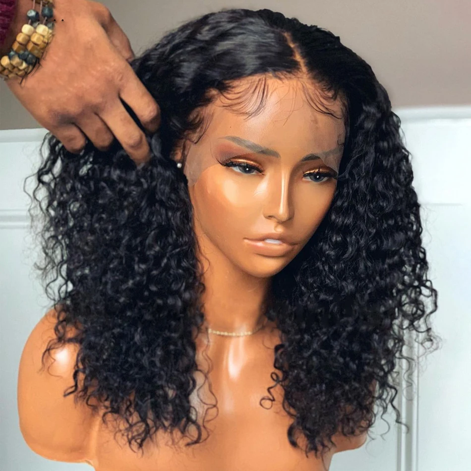 Natural Black Soft Preplucked 26Inch Long 180Density Lace Front Wigs For Women Kinky Curly With Baby Hair Glueless Good Texture