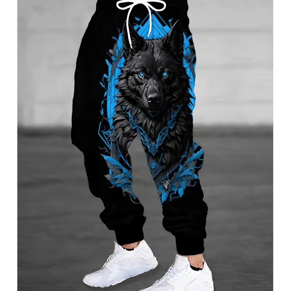 سراويل عصرية جديدة للرجال مع طباعة الذئب الاستبداد، سراويل رياضية غير رسمية سريعة الجفاف، ملابس الجري في الهواء الطلق، ملابس يومية #5