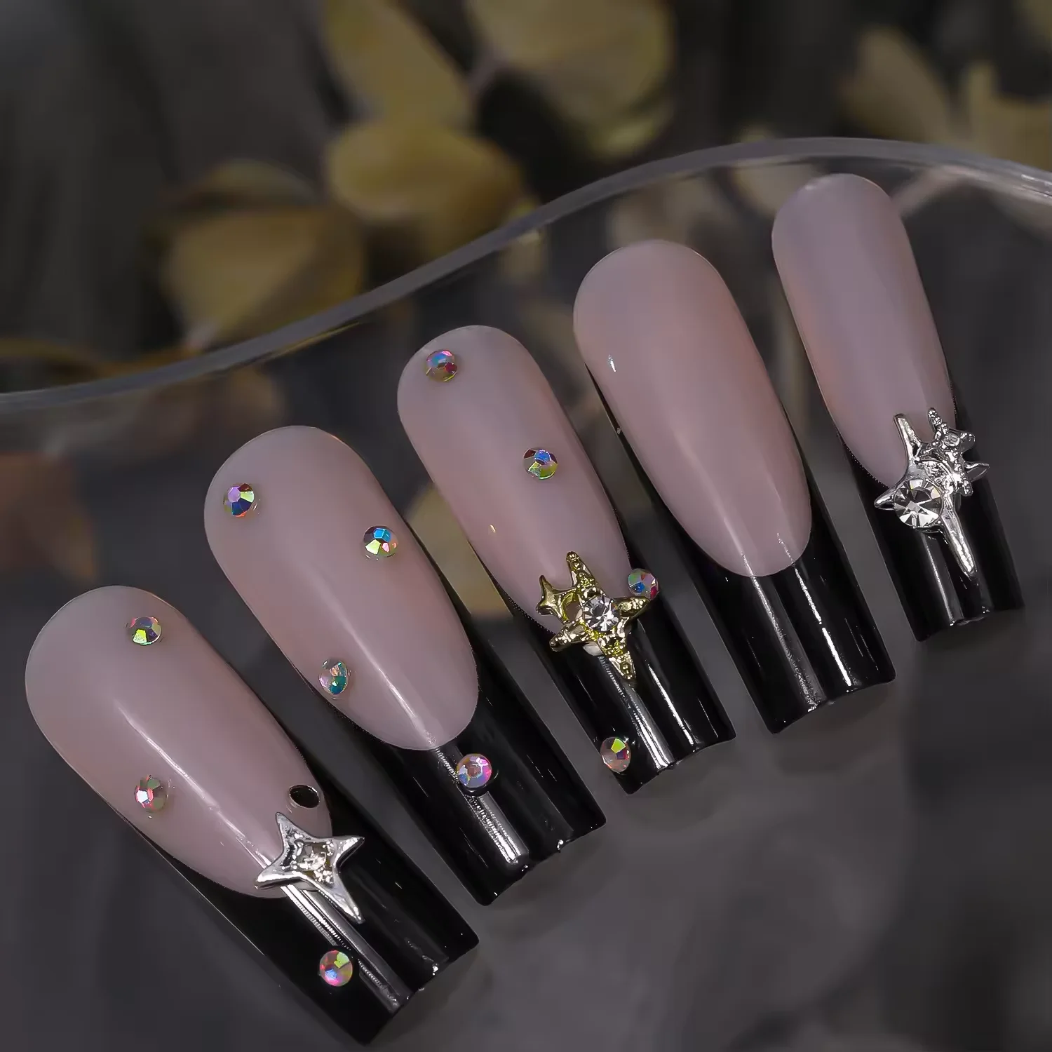 30Pcs Luxury Diamond Star 3D Nail Charms Sparkly Alloy Metal Star/Pentagram Nail Art Decoration 10mm Gold/Silver Star Nail Parts
